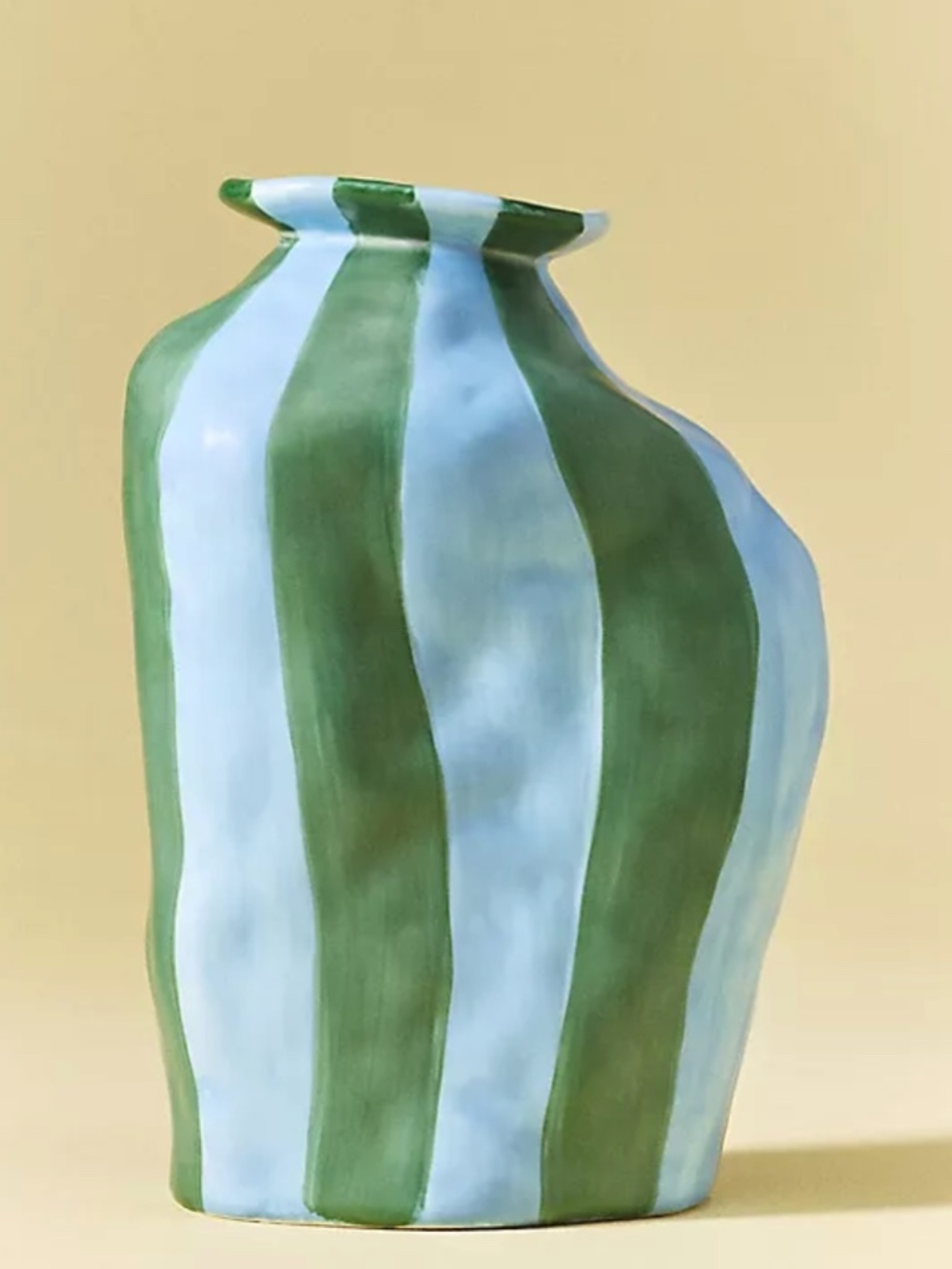 Maya Eline Leroy Striped Ceramic Vase / Green & Blue Striped Only